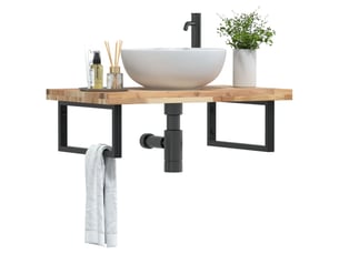 Étagère de vasque | étagère murale acier et bois massif d'acacia shl5213