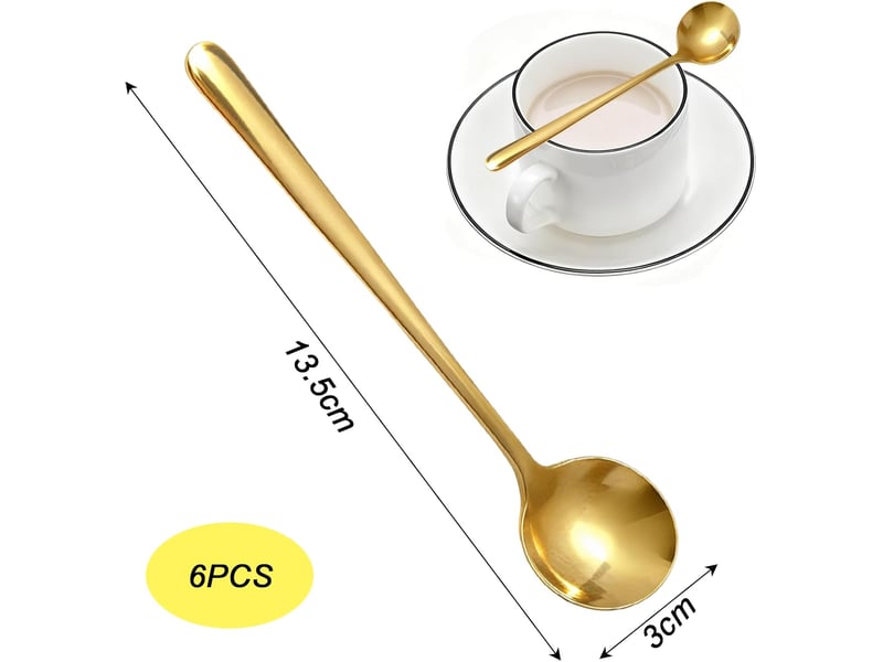 6 pièces cuillères à café doré, cuillère à café en acier inoxydable, petite cuillère à dessert pour thé crème glacée, mini cuillères à expresso - Conforama B