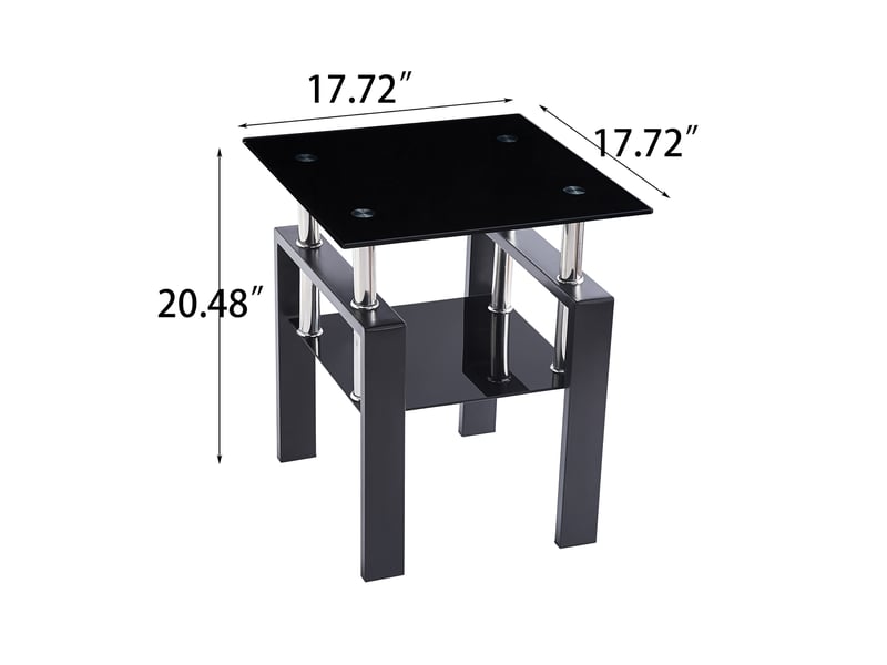  Lot de 2 tables d'appoint en verre trempé et métal noir W3823P505658 - Conforama C