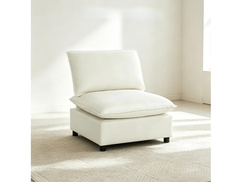  Fauteuil fixe modenvie 1 place en tissu crème 74 x 85 x 78 cm avec coussins épais  - Conforama E