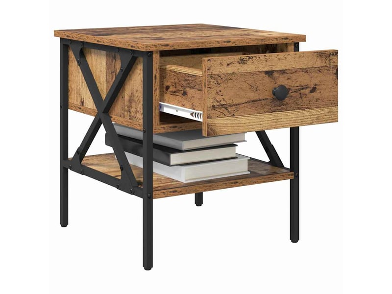  Table de chevet - cabinet de chevet - table de nuit avec tiroir bois ancien 40 x 42 x 45 cm  - Conforama B
