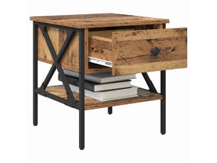 Table de chevet - cabinet de chevet - table de nuit avec tiroir bois ancien 40 x 42 x 45 cm