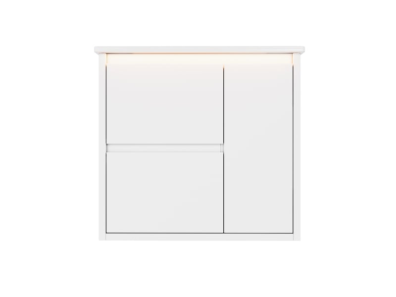  Meuble vasque mural blanc avec lavabo intégré, éclairage led à capteur et charnières amorties 61 cm  - Conforama A