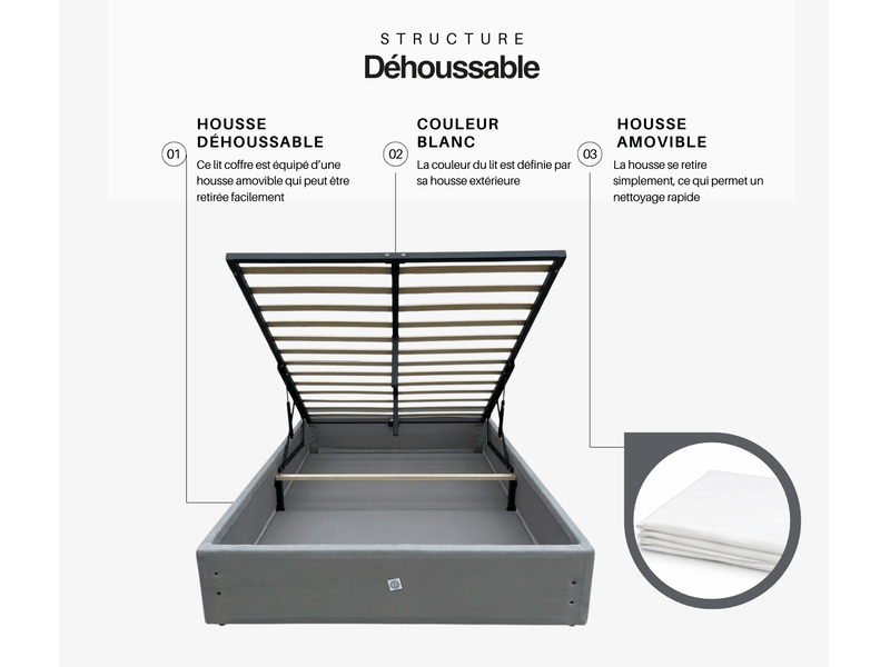 Ensemble lit coffre et matelas 160x200 cm - couleur : blanc - matelas latex accueil moelleux lorisblanc-marie-160x200-blanc - Conforama E