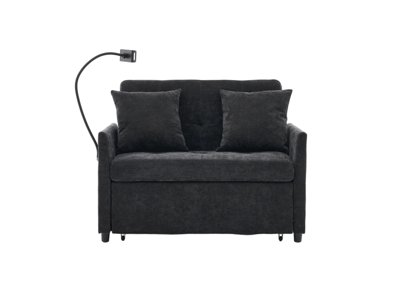  Canapé-lit une place modenvie convertible multifonctionnel avec port usb et support tablette 109 x 72 x 83,5 cm en tissu noir  - Conforama A