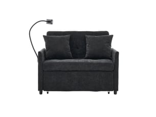 Canapé droit convertible <strong>MODENVIE</strong> <strong></strong> 1 place Polyester noir