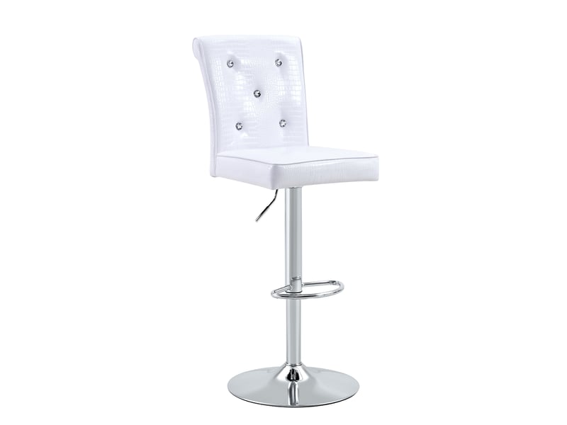  Lot de 2 tabourets de bar vintage réglables,avec détails cristal,pvc,blanc  - Conforama A