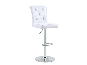 Lot de 2 tabourets de bar vintage réglables,avec détails cristal,pvc,blanc
