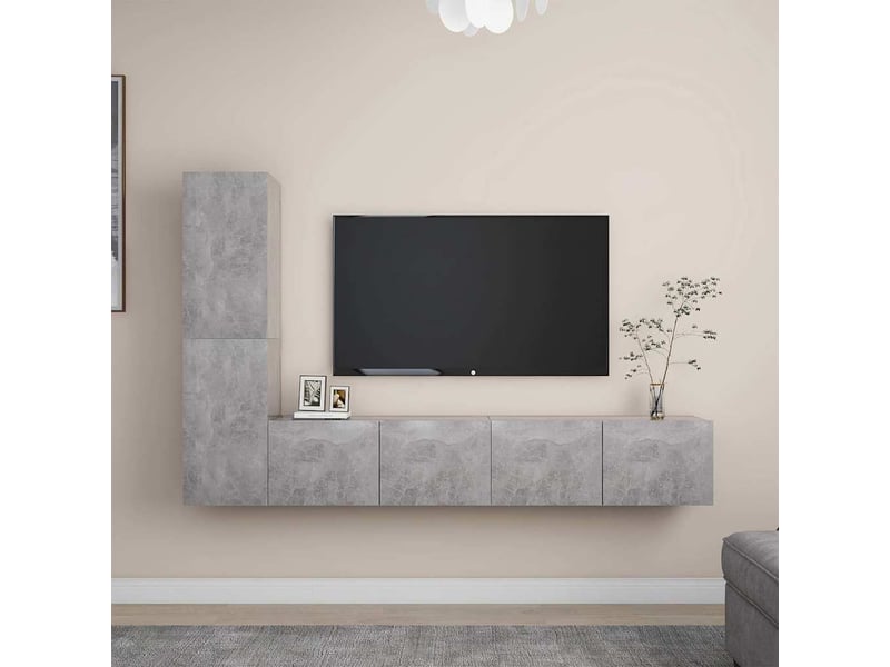  Ensemble de meubles tv 4 pcs gris béton bois d'ingénierie shl92833  - Conforama B