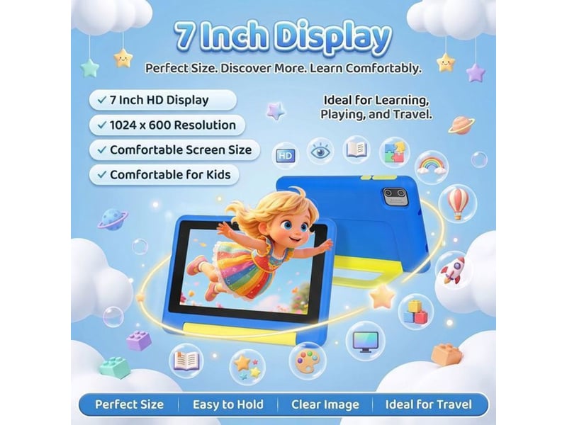  Tablette android 15 pour enfants 7 ips 64 go 24(3+21) go wifi 6 bluetooth 5.4 avec contrôle parental et coque silicone 360° 413542_AADLD04404_6_DROPFR - Conforama D