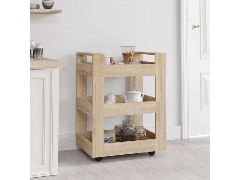  Desserte de cuisine, chariot de rangement chêne sonoma 60x45x80cm bois d'ingénierie shl3944  - Conforama B