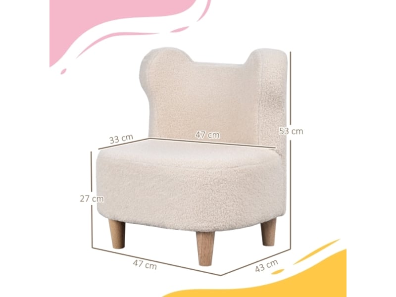  Fauteuil enfant beige, oreilles d’ours, revêtement polaire, rembourrage mousse, siège peluche  - Conforama C