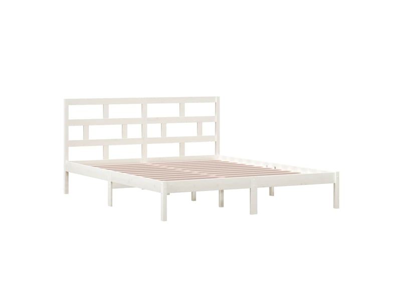  Lit double- lit adulte -  cadre de lit sans matelas blanc bois massif 160x200 cm  - Conforama C