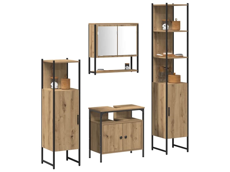 Ensemble de mobilier de salle de bain 4 pc chêne artisanal cf64501 - Conforama C