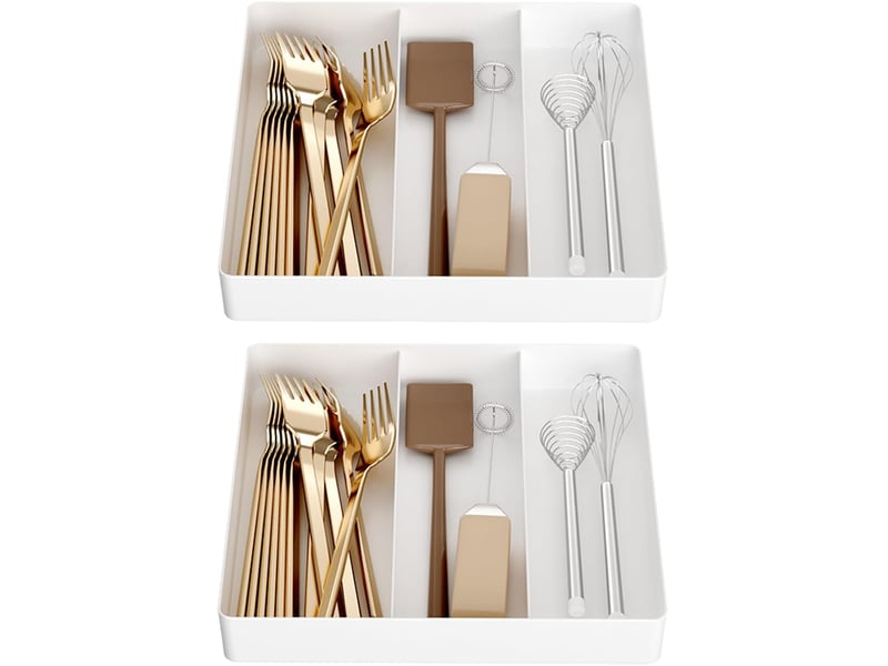 Lot de 2 porte-couverts pour tiroirs de cuisine, en plastique, pour cuillères, fourchettes, couteaux ISG005642 - Conforama A