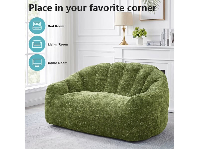  Pouf géant avec accoudoirs, design biomimétique patte d’ours, largeur 140 cm  - Conforama C