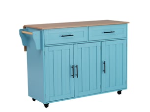Desserte 129x46x91,5 cm plateau rabattable mdf bleu