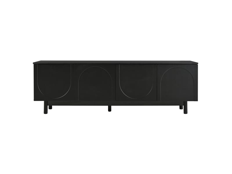  Meuble tv noir 175 x 38 x 56 cm, tablettes réglables, portes push-to-open, style luxe, noir  - Conforama E