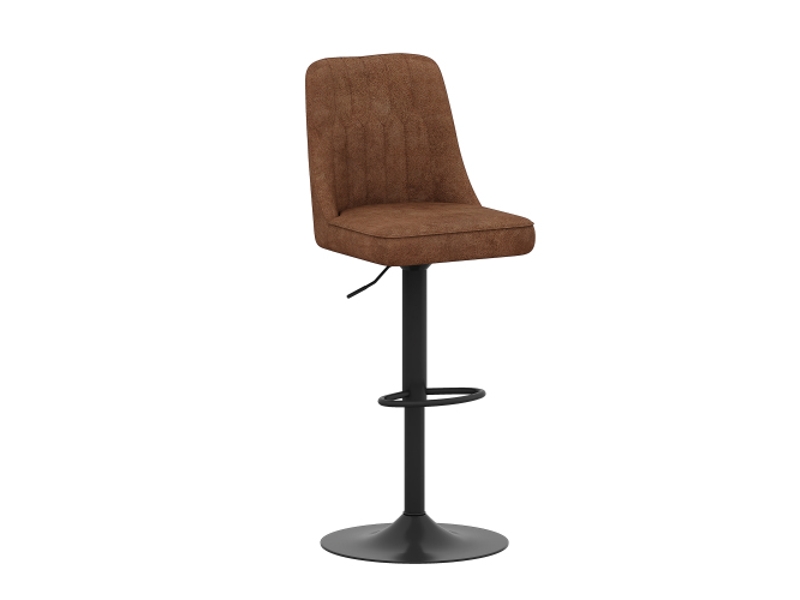  Tabouret de bar réglable – lot de 2 – rotation 360° – assise et dossier brun respirant – pieds noirs – îlot de cuisine  - Conforama A