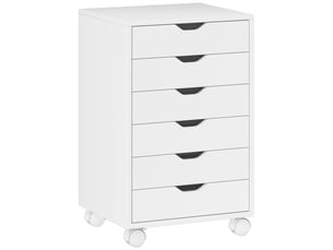 Caisson de bureau mobile avec 6 tiroirs silencieux, caisson de rangement sur roulettes,  40 x 35 x 63 cm, blanc