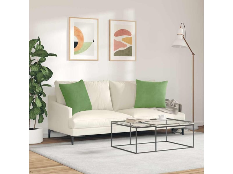  Lot de 2 coussins de canapé, coussins décoratifs vert clair 50 x 50 cm cf59171  - Conforama D