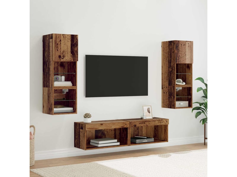 Unité murale de tv 6 pcs bois ancien bois d'ingénierie shl32147  - Conforama B