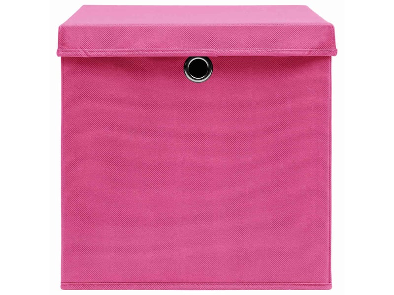  Boîtes de rangement avec couvercles 10pcs rose 32x32x32cm tissu  - Conforama D