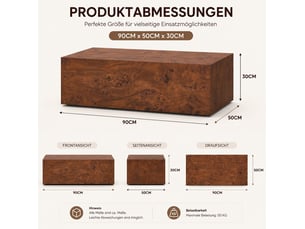 Table basse rectangulaire coloris bois foncé MEUBLIV  - 50 cmx90 cm