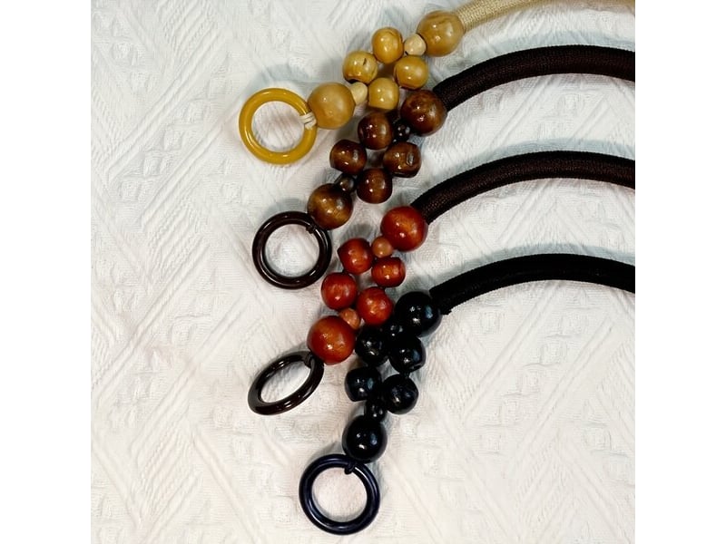  Paire de perles de bois avec corde de couleur vermillon, décoration artisanale  - Conforama D