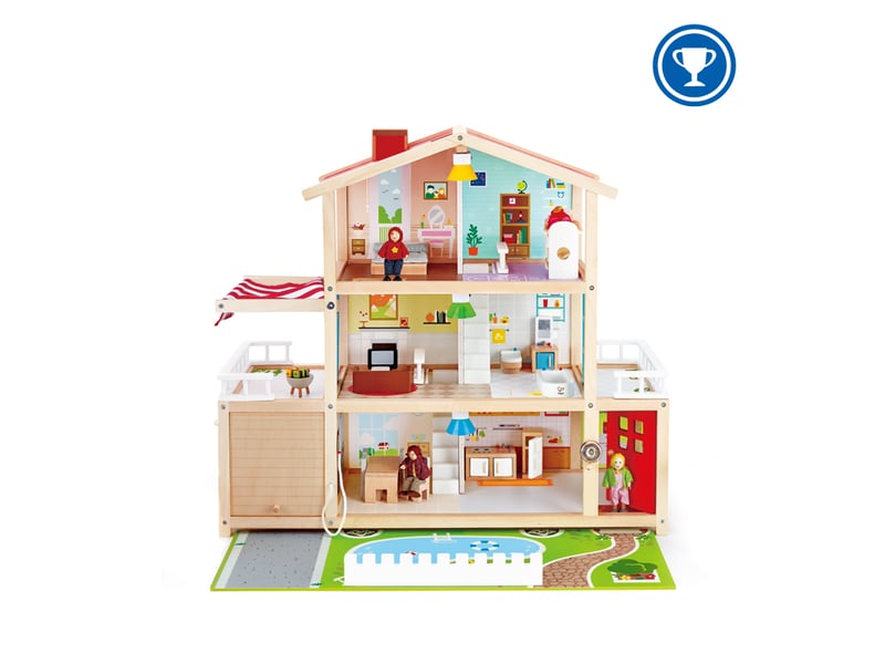 Hape maison de poupées, maison 10 pièces en bois avec accessoires pour les enfants E3405 - Conforama A