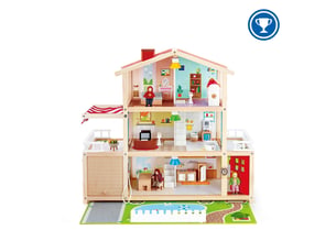 Hape maison de poupées, maison 10 pièces en bois avec accessoires pour les enfants