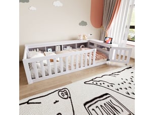Lit avec rangement 90x200 cm <strong>DZMDIP</strong> <strong></strong> coloris blanc