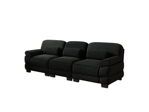 Canapé droit 3 places modulable, structure robuste, assise profonde et spacieuse, cordon cord doux et confortable, noir, pour se détendre au salon
