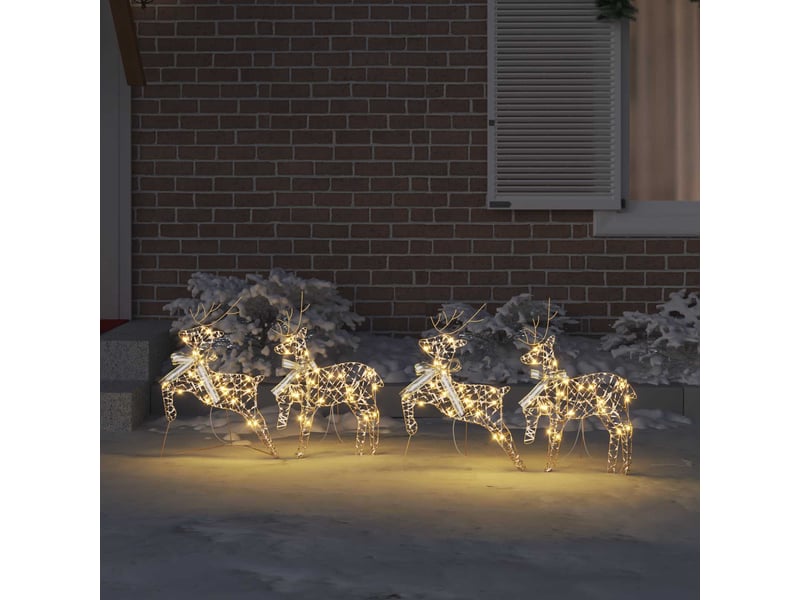  Lot de 4 rennes led, éclairage de noël, décoration de noël 80 led doré 44 x 18 x 65,5 cm pet cf62084  - Conforama C