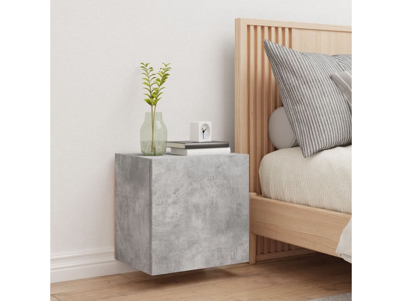  Meuble tv - banc tv - meuble de rangement mural gris béton 40,5x30x40 cm bois d'ingénierie  - Conforama C