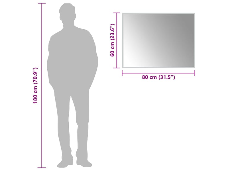 Miroir de salle de bain, miroir de toilette led transparent 80 x 60 cm verre trempé cf62620 - Conforama E