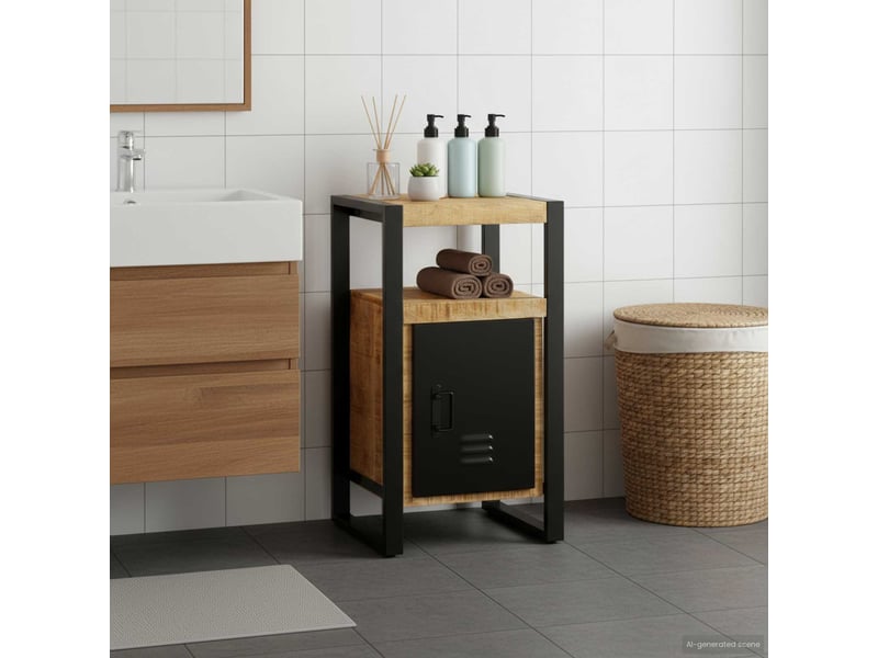  Armoire de salle de bain, cabinet de salle de bain marron bois de mangue massif cf65107  - Conforama B