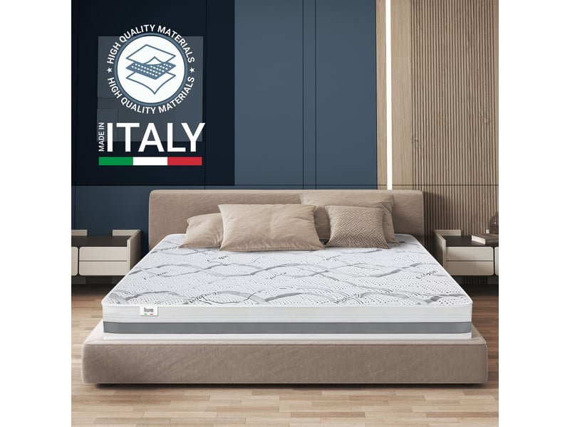  The white stone matelas en mousse à mémoire de forme 140x210 cm hauteur 22 cm | tissu hypoallergénique et respirant | propriétés orthopédiques auto-adaptatives | fermeté moyenne à élevée | fabriqué en italie  - Conforama C