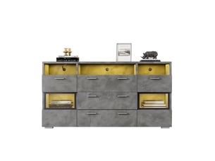 Buffet 2 porte(s)  3 tiroir(s) MODENVIE  - 140 cm coloris gris 