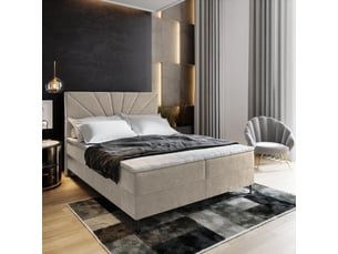 Lit avec rangement 180x200 cm <strong>MASSENO</strong> <strong></strong> coloris beige