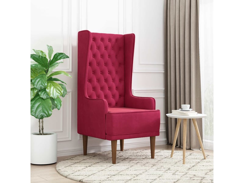 Vidaxl chaise à dossier haut avec boutons capitonnés bordeaux velours - Conforama B