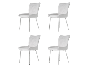 Lot de 4 chaises de salle à manger en velours gris avec pieds en métal argenté