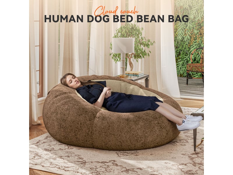  Pouf convertible vercart marron et gris clair - style moderne nordique  - Conforama D