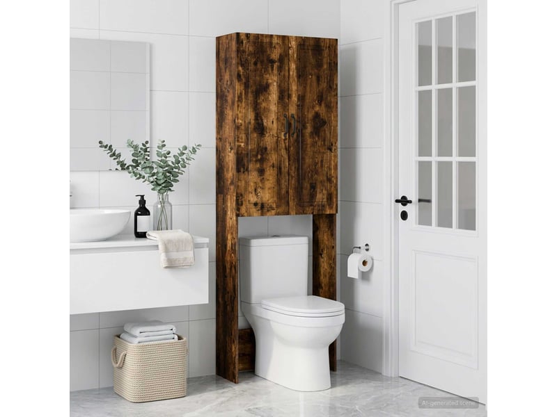  Armoire de toilette, meuble de toilette utrecht chêne fumé 66x25.5x190 cm  - Conforama C