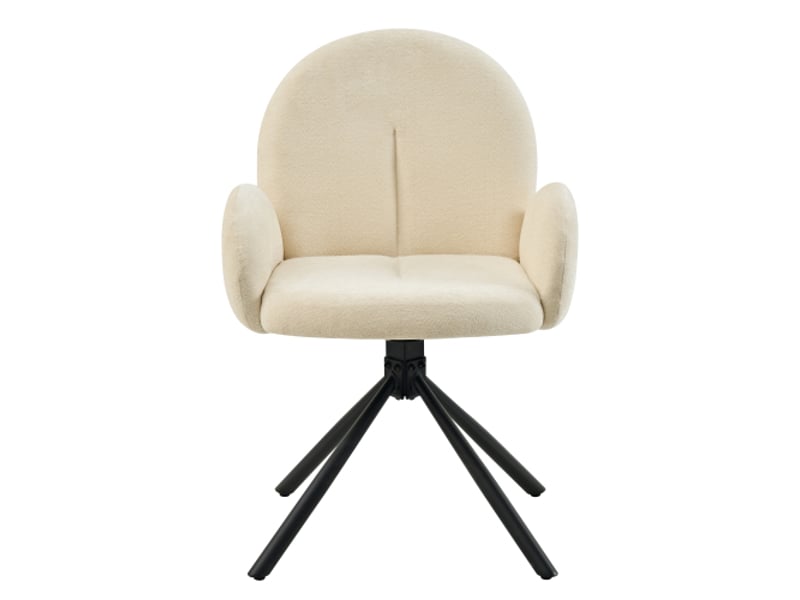 Lot de 2 chaises de salle à manger pivotantes avec accoudoirs – assise velours crème, pieds métal - Conforama A