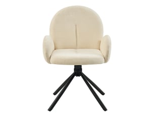 Lot de 2 chaises de salle à manger pivotantes avec accoudoirs – assise velours crème, pieds métal