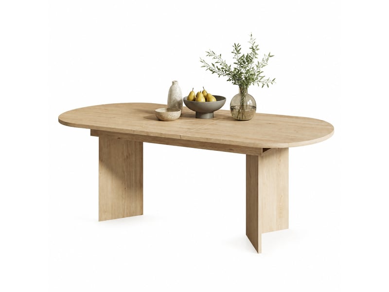  Table extensible 4 à 8 personnes avec plateau épais pour salle à manger en mdf 160×80×75,5 cm chêne  - Conforama A