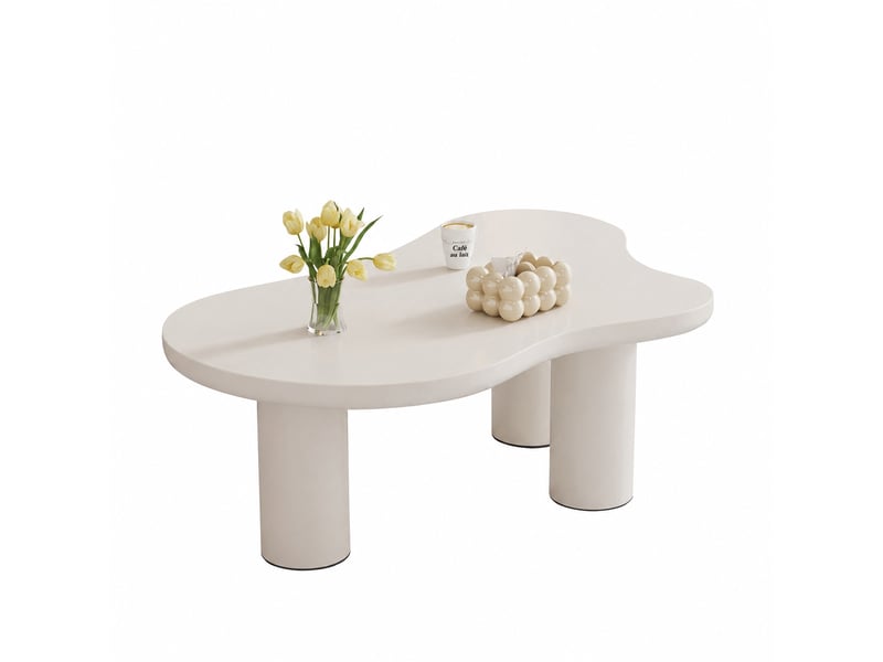 Table basse blanche en forme de nuage, plateau mdf laqué, 107 x 66 x 40,5 cm, blanc - Conforama A
