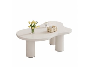 Table basse forme atypique coloris blanc <strong></strong> <strong></strong> - 66 cmx107 cm