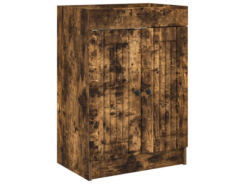  Armoire sous évier de salle de bain, meuble de rangement chêne fumé shl7428  - Conforama A